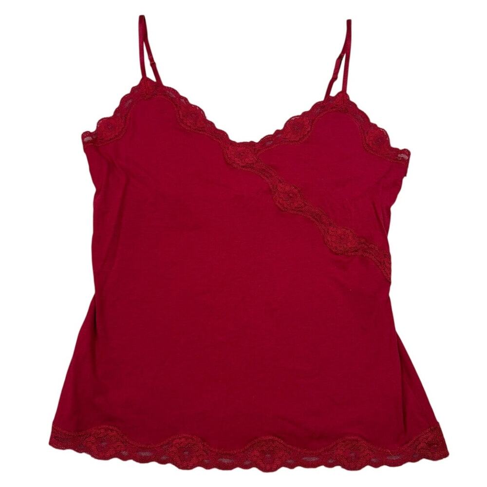 Y2K Express Womens Size M Red Lace Cami Tank Top